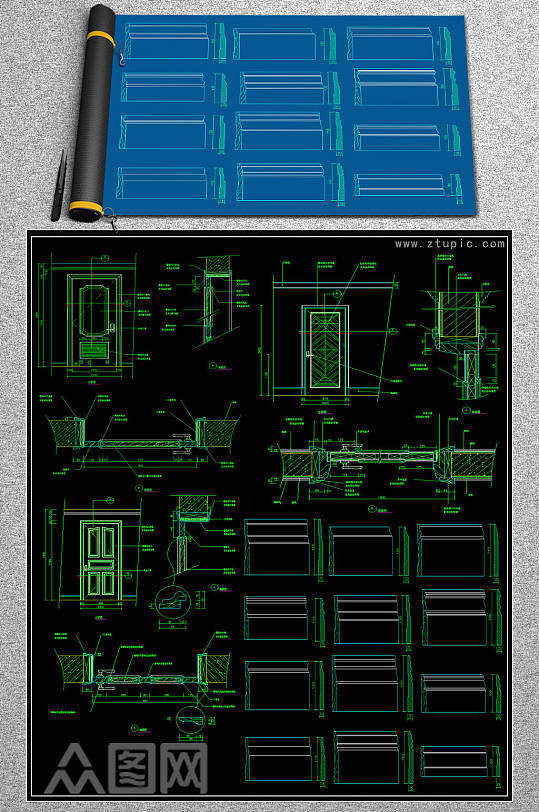 全套门大样cad模块