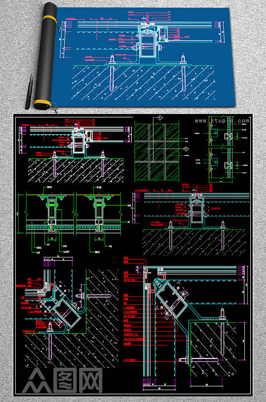 2019玻璃节点CAD素材-众图网
