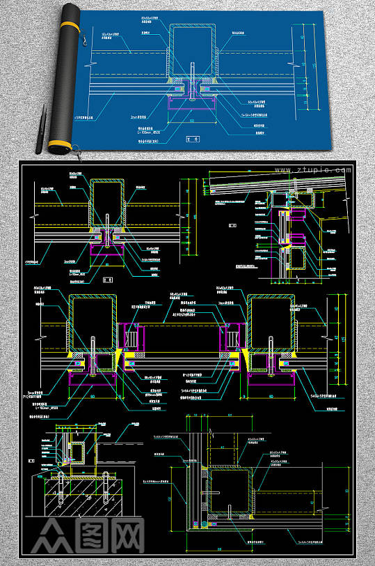 原创玻璃节点CAD素材-众图网