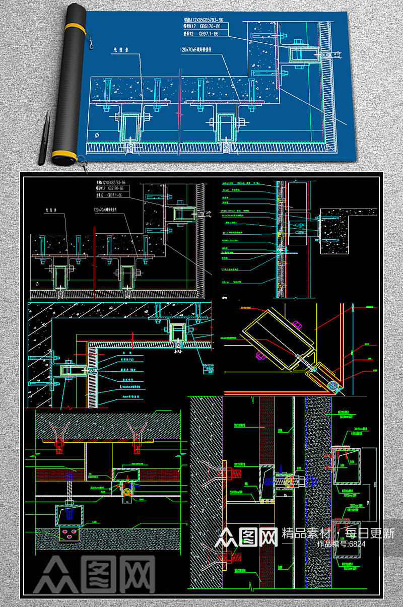 原创铝板幕墙CAD图块素材