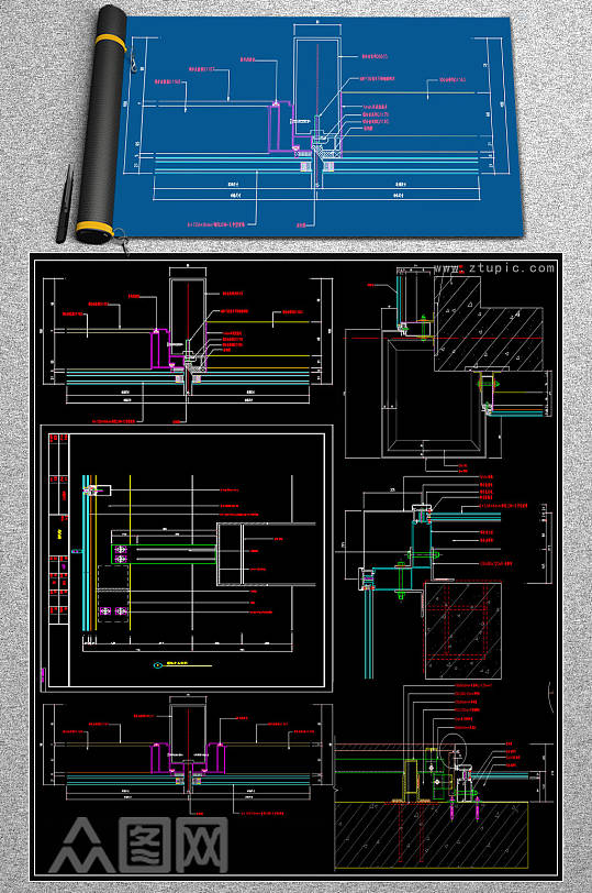 最全玻璃节点CAD大样-众图网