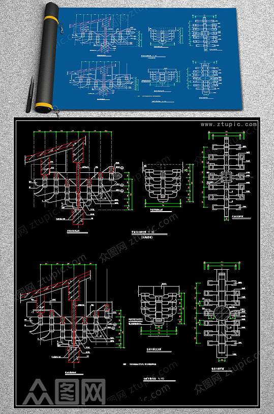 最新斗拱CAD施工图-众图网