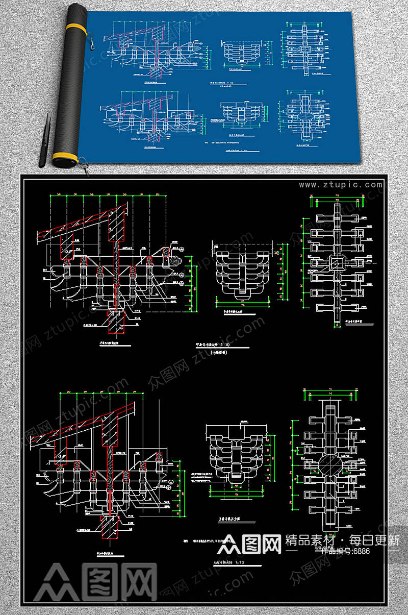 最新斗拱CAD施工图素材