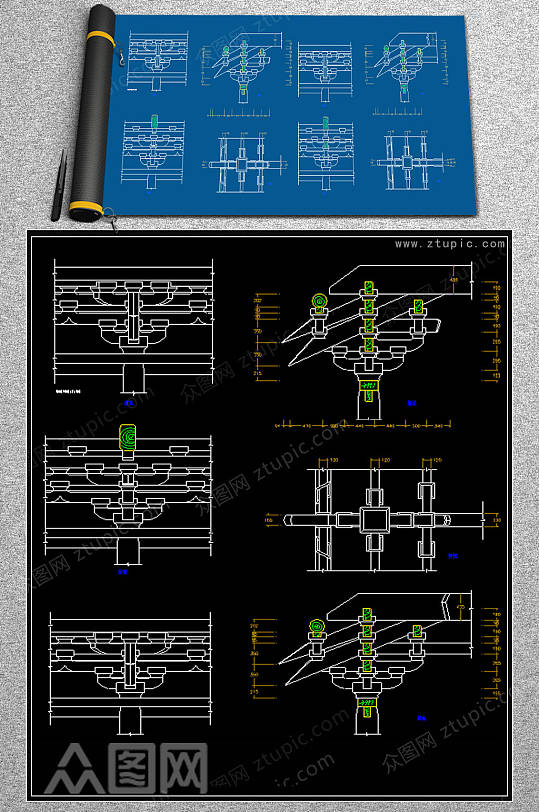 原创斗拱分部平面图CAD
