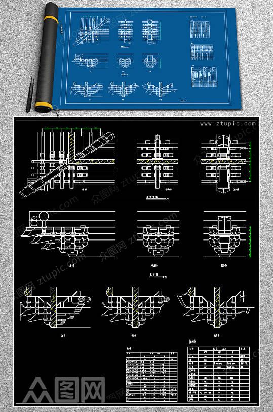 全套斗拱CAD模块-众图网