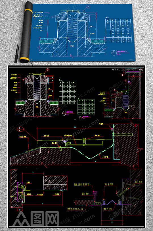 原创室内变形缝cad图纸-众图网