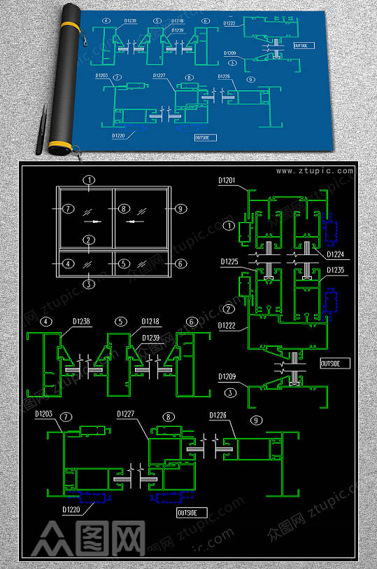 最齐全的推拉窗CAD节点图