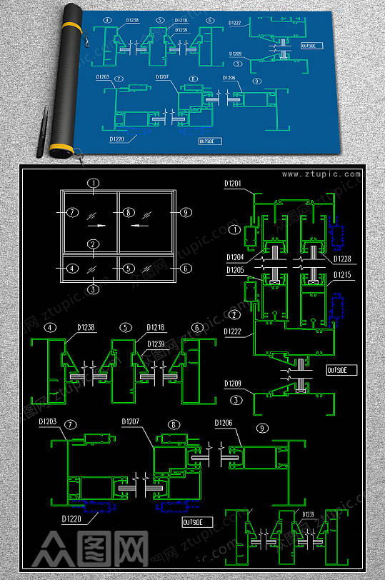 全套推拉窗CAD素材-众图网
