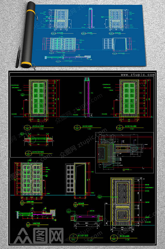 精品门节点CAD大全