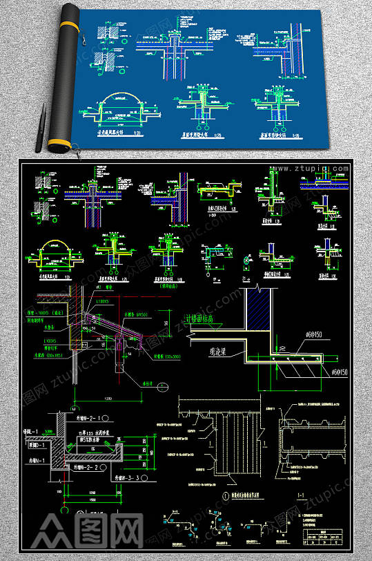 全套雨棚cad节点大样-众图网