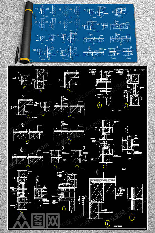 整套外墙防水CAD施工图-众图网