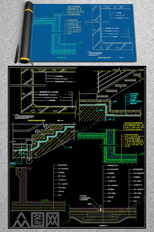 齐全CAD建筑防水节点大样图库-众图网