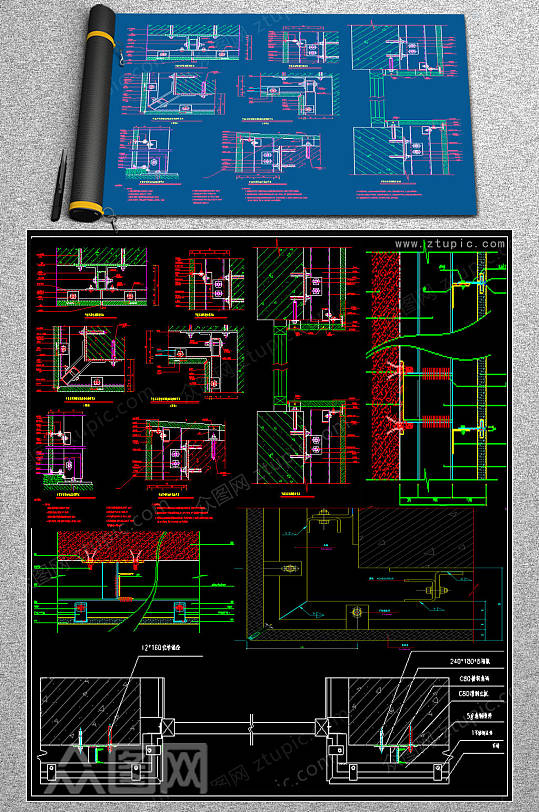 常用石材幕墙CAD大样图-众图网