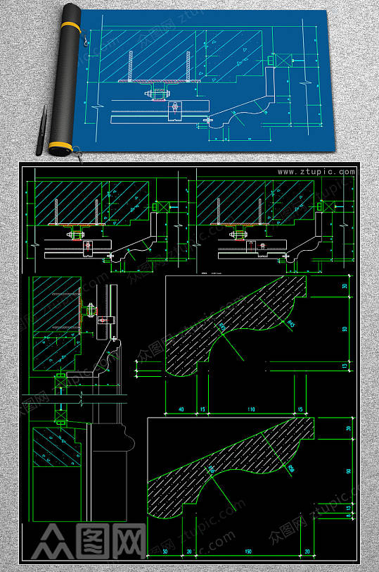 常用干挂幕墙节点CAD图集-众图网