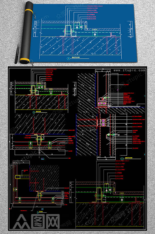 花岗石幕墙详图CAD素材-众图网