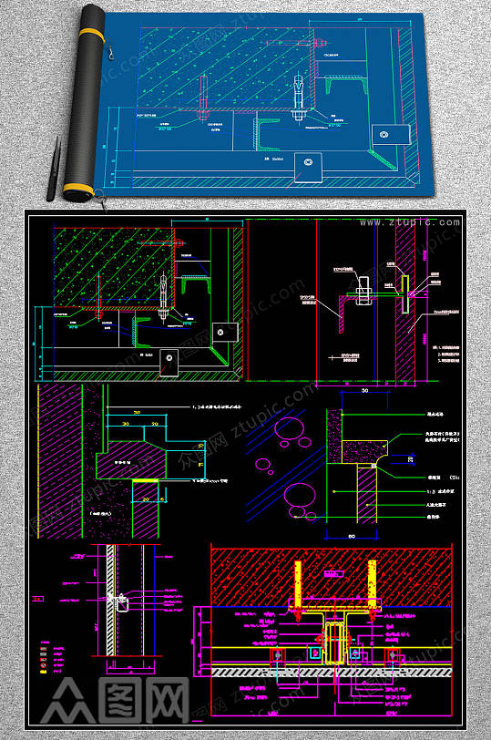 常用各类石材节点CAD图块-众图网