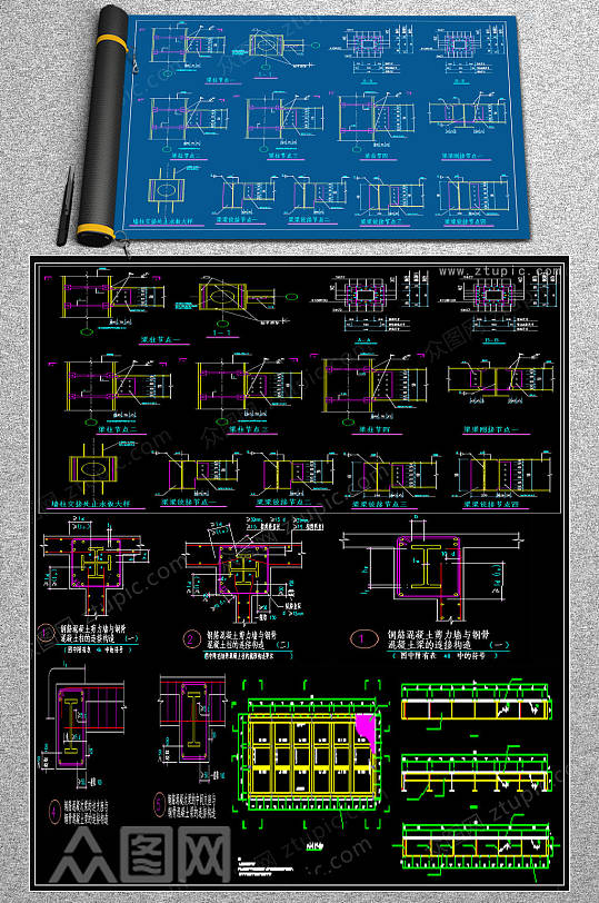 原创钢结构大样CAD素材-众图网