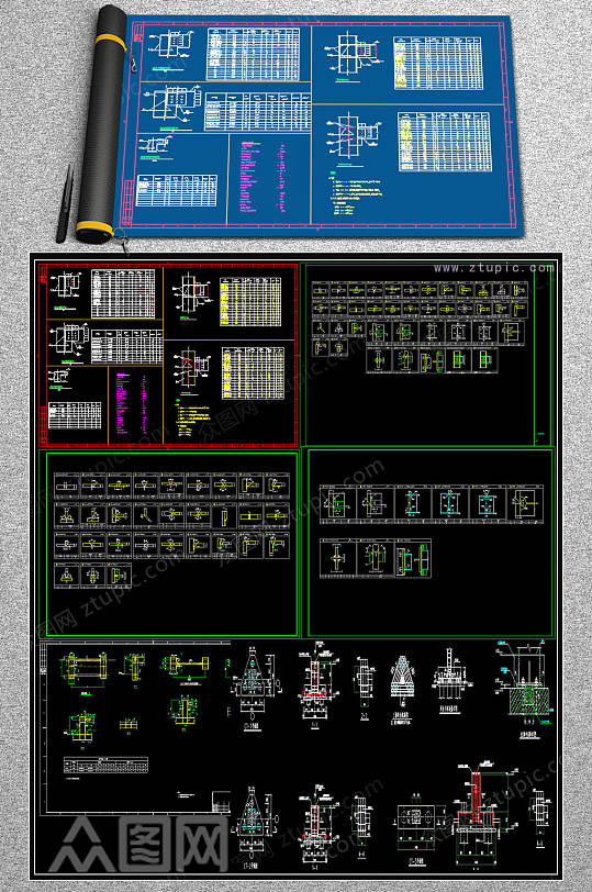 2019钢框架CAD施工图-众图网