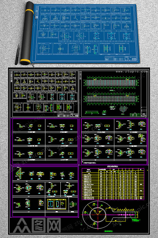 最全钢框架节点CAD大样图-众图网