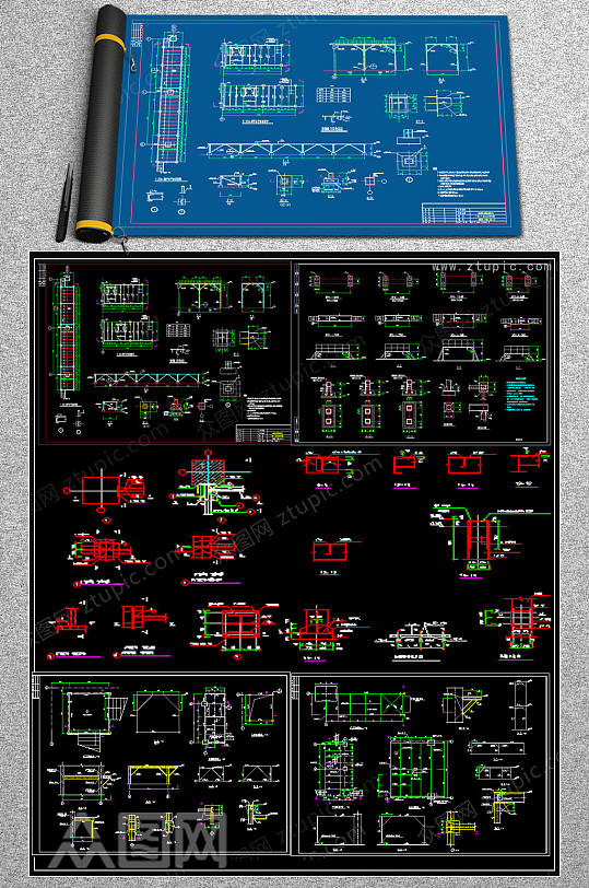 钢平台节点构造CAD详图-众图网