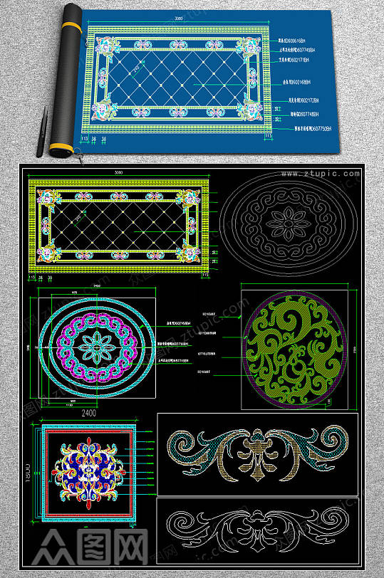 水刀拼花CAD图集-众图网