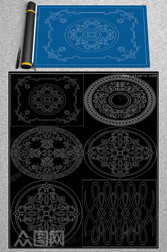 新款水刀拼花CAD图库-众图网