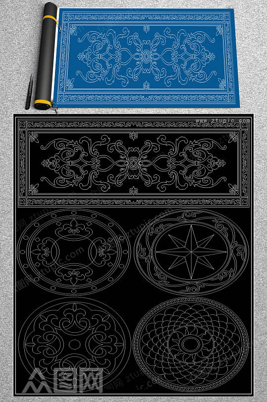 水刀拼花CAD素材-众图网