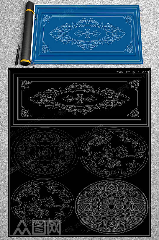 最新水刀拼花CAD素材-众图网