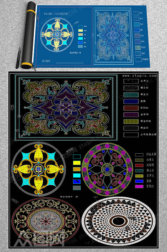 欧式水刀拼花CAD-众图网