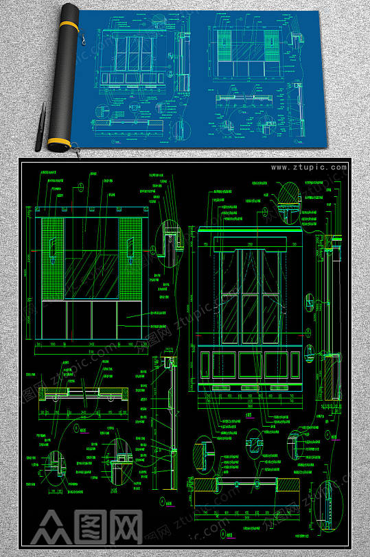 原创立面门窗CAD图例-众图网