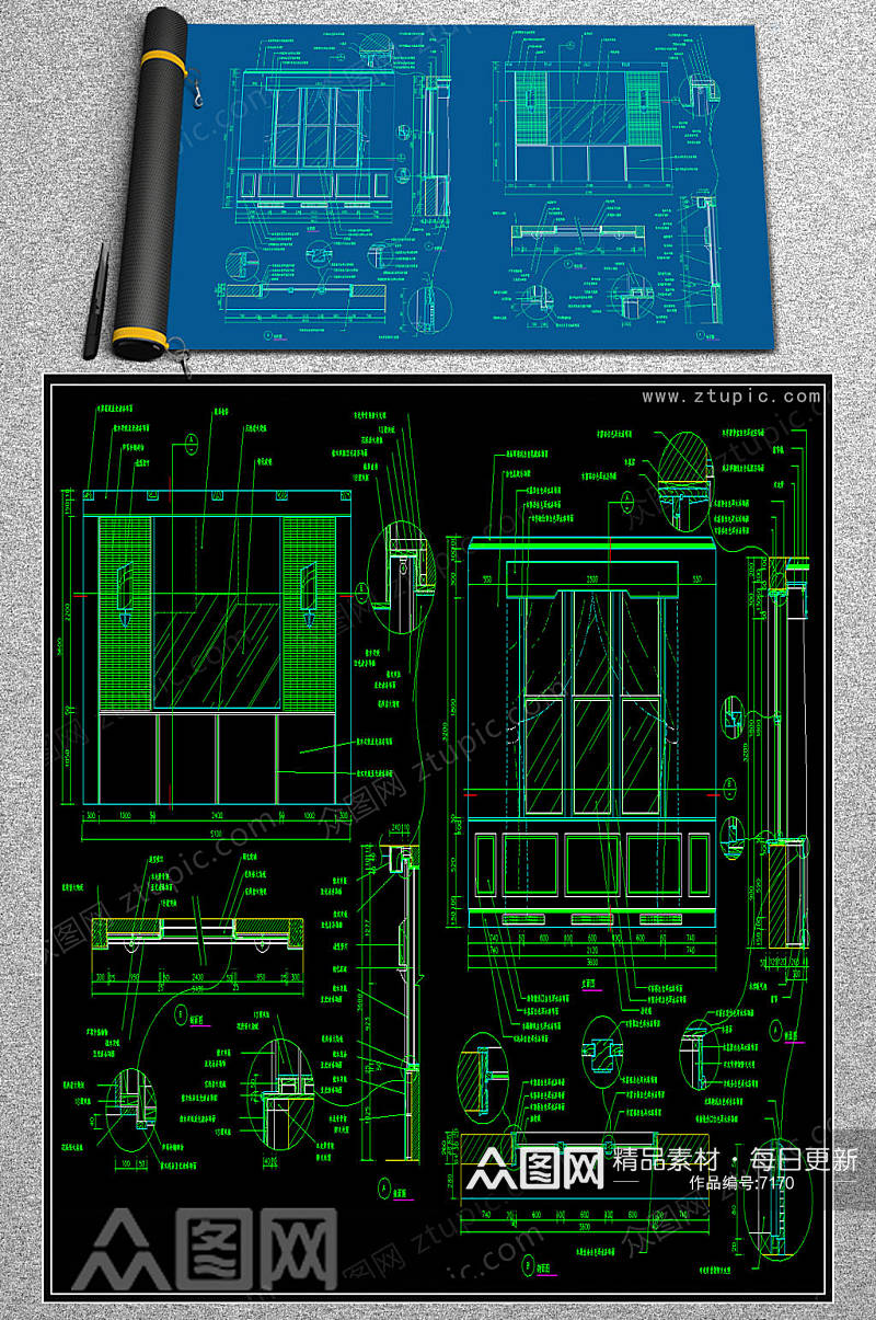 原创立面门窗CAD图例素材