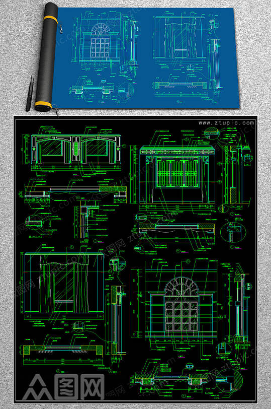 精品门窗CAD施工图-众图网