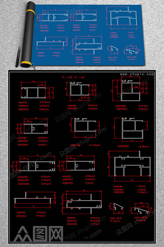 2019推拉窗CAD节点-众图网