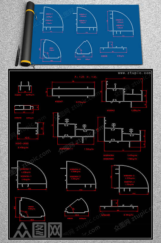 精致推拉窗CAD图块-众图网