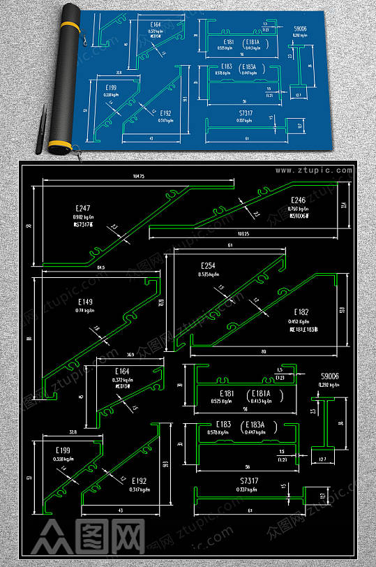 新款风口百叶CAD素材-众图网