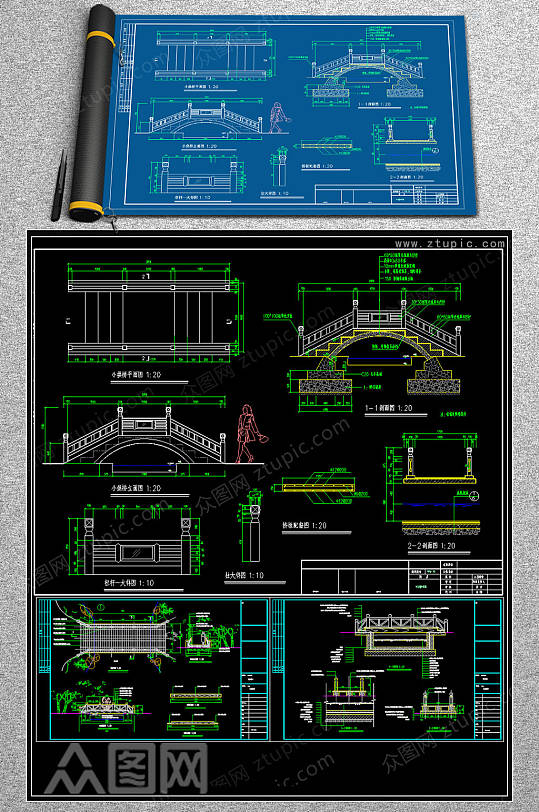 全套木桥cad设计图