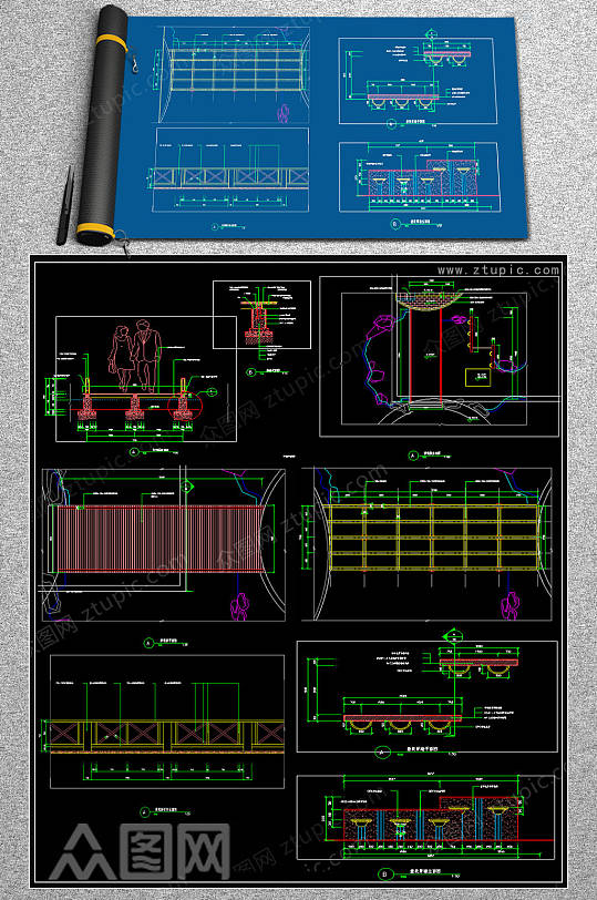 精品景观桥CAD素材-众图网