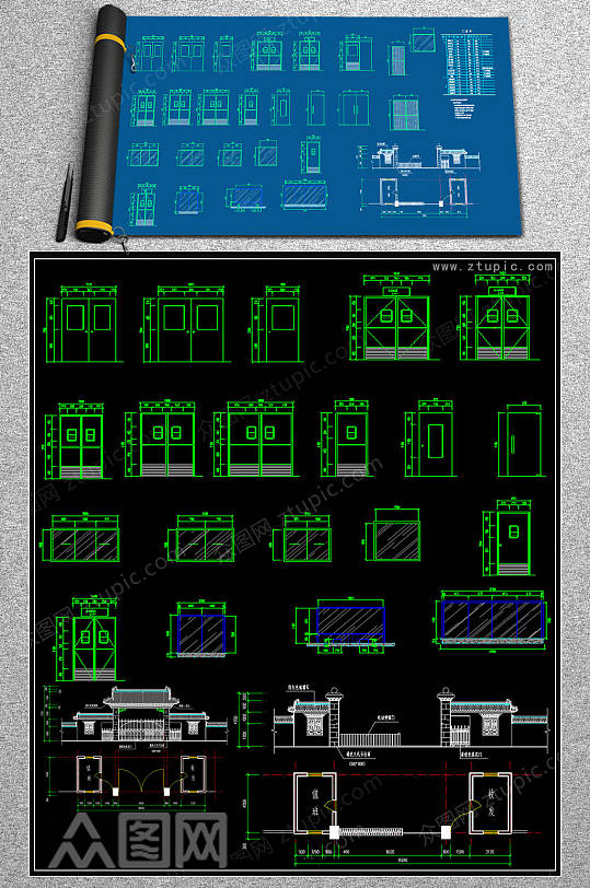 最新大门CAD模块-众图网
