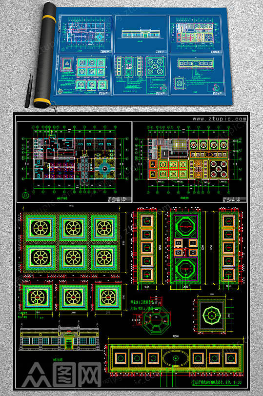 藏式餐厅CAD素材-众图网