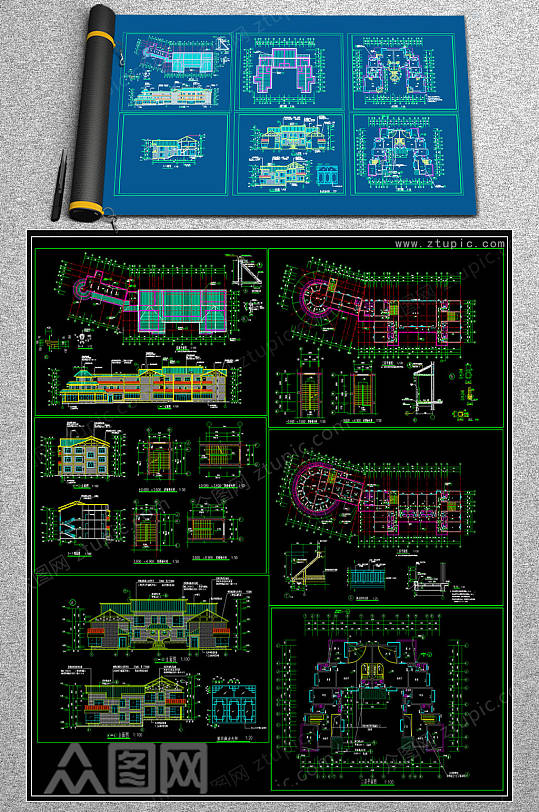 全套度假村CAD模版-众图网