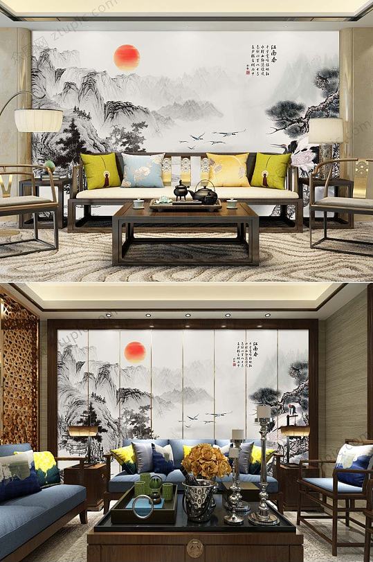 中国风水墨背景墙-众图网