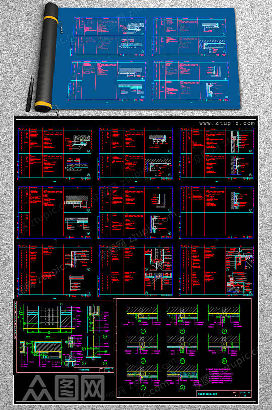 整木玻璃CAD板块-众图网