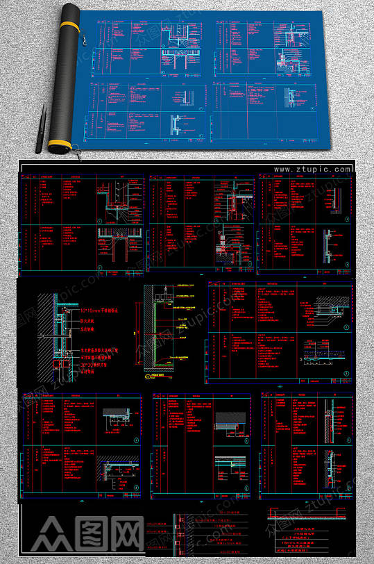 精品隔墙CAD立面图-众图网