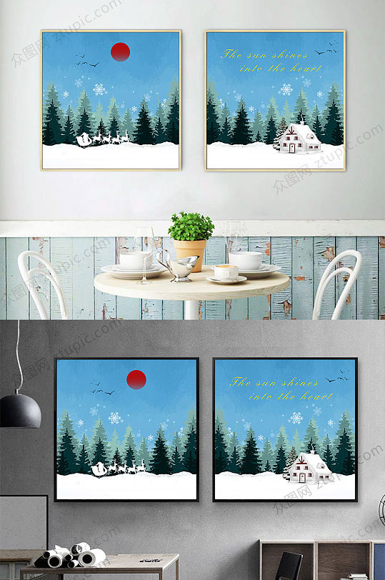 冬季松林装饰画