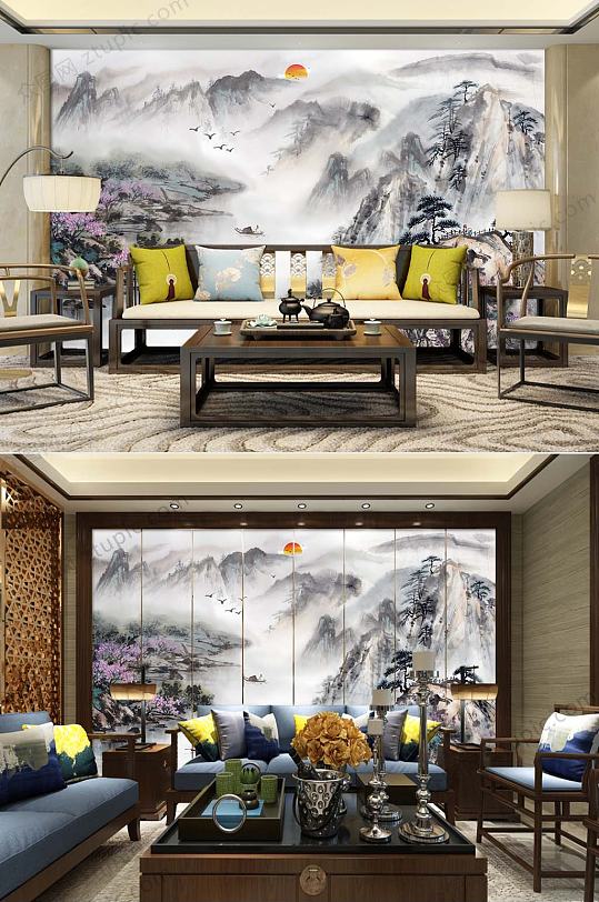 写意中式电视墙-众图网