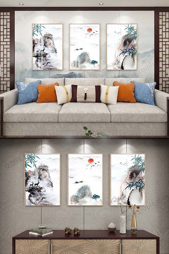 水波纹山水装饰画 大气山河图-众图网