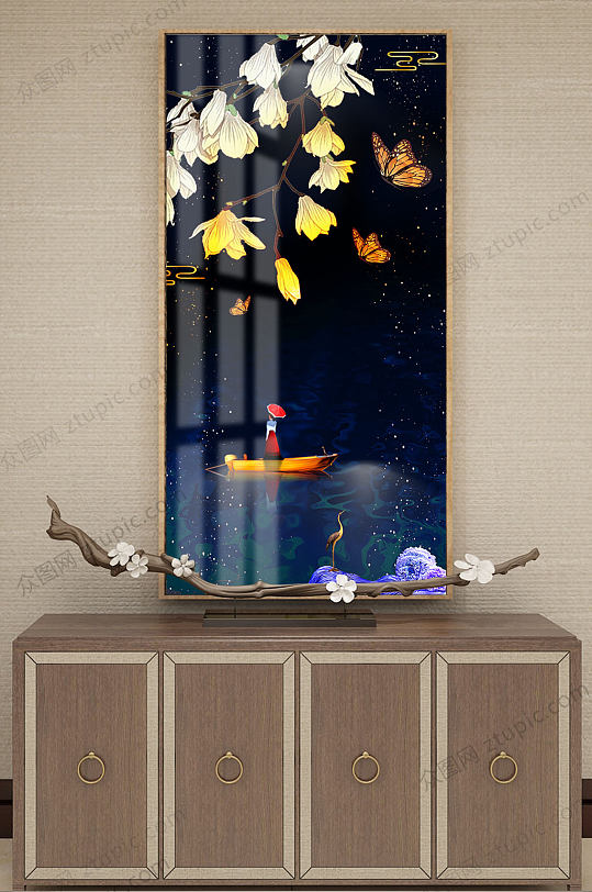 新中式唯美中庭画-众图网