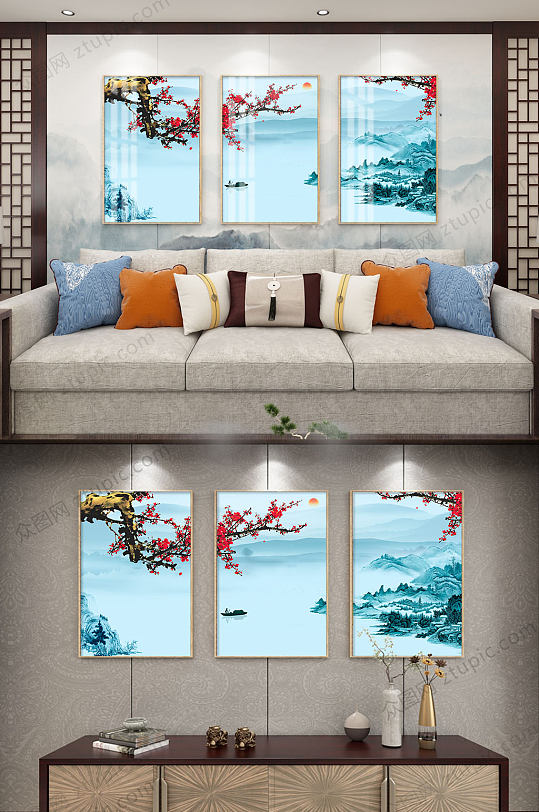 新中式山水大气装饰画-众图网
