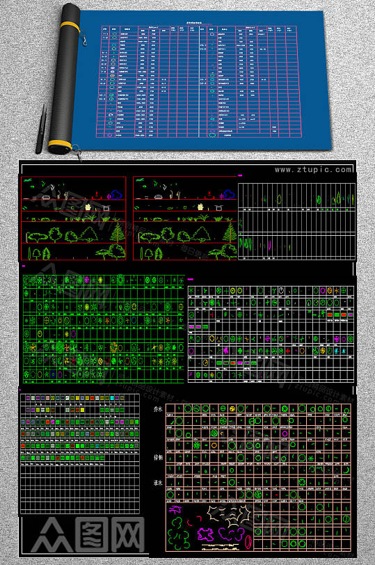 原创园林植物CAD图库素材-众图网