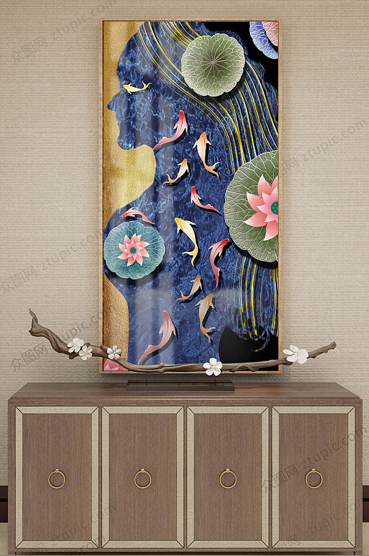 锦鲤创意中庭装饰画-众图网